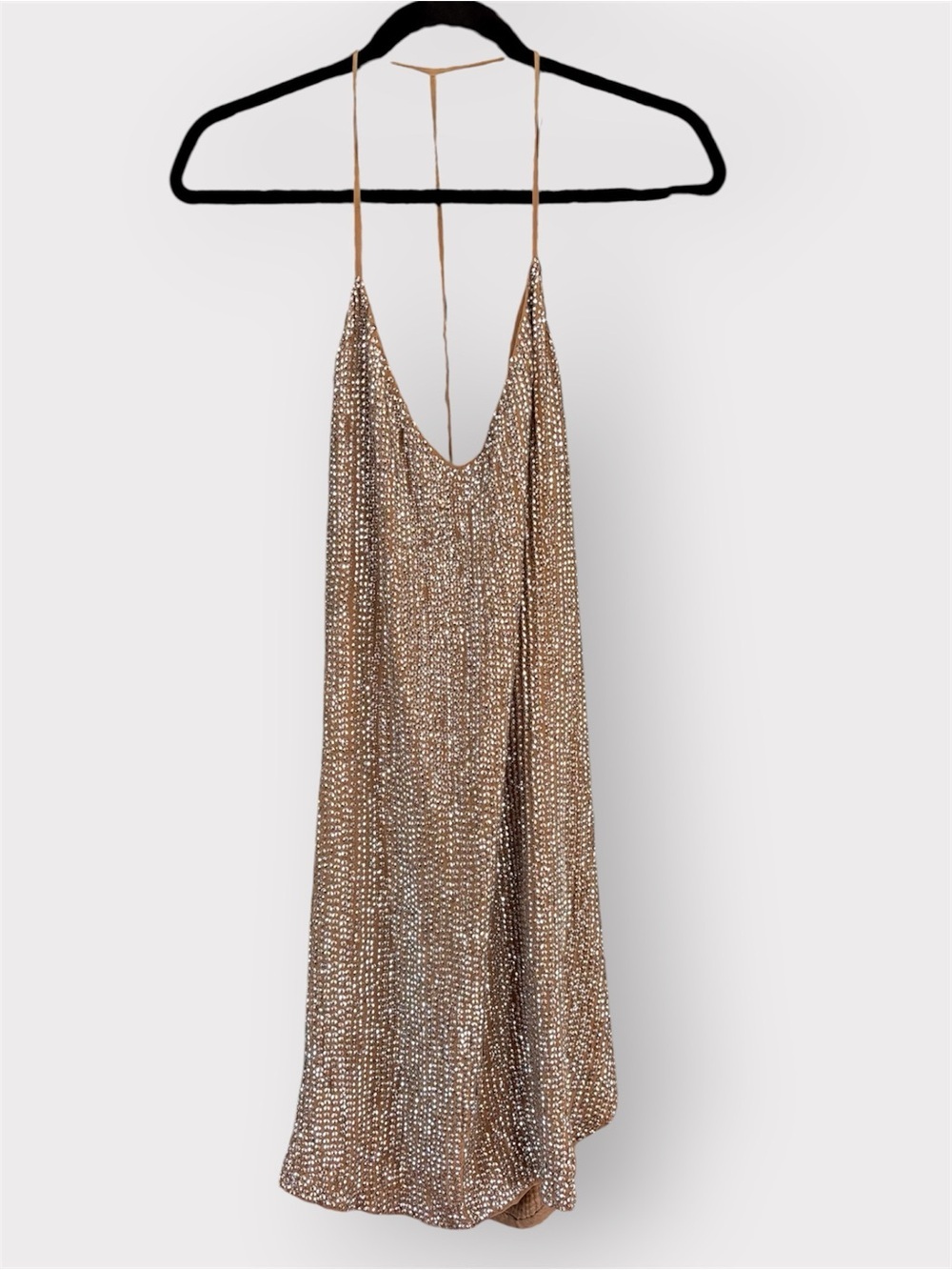 Haute Hippie Champagne Silver Sequin Embellished Slip Dress - Picture 2 of 14